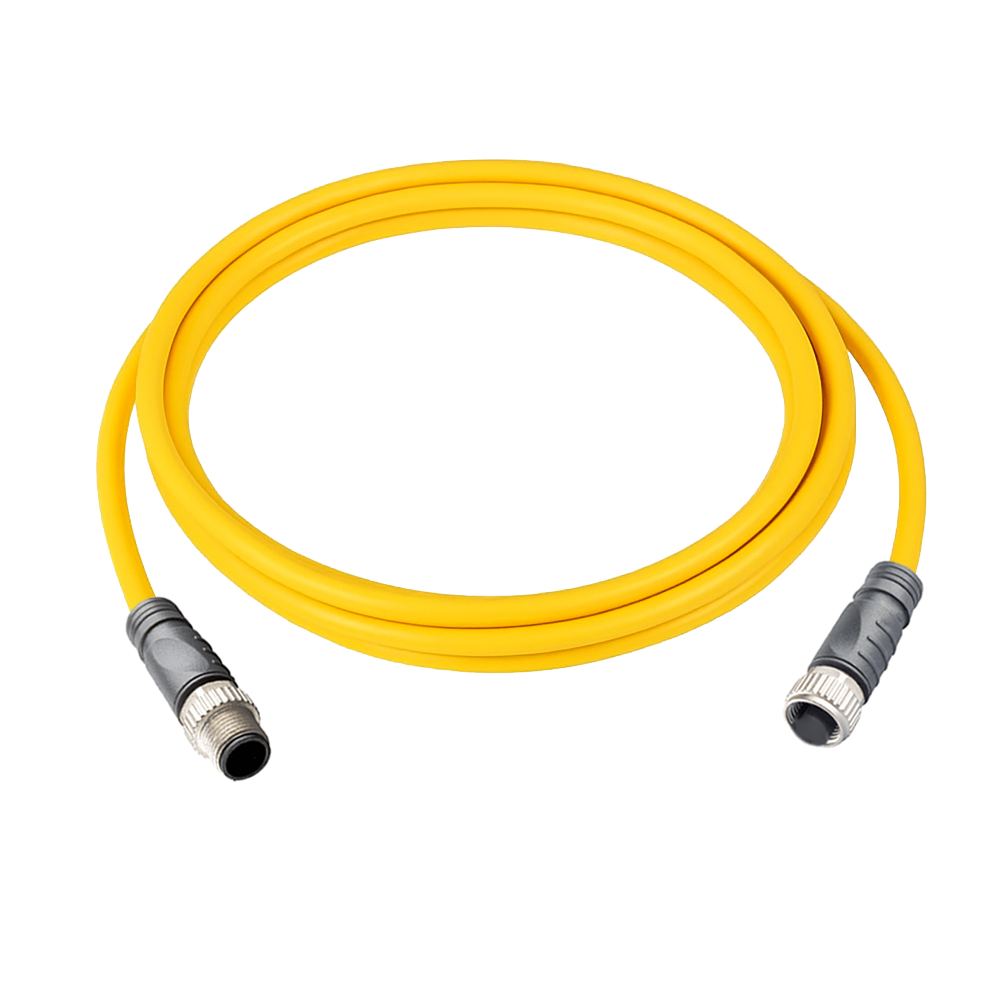 DOUBLE ENDED PATCH CABLE, 4 PIN M12 F/M STRAIGHT 2M PUR YELLOW 22 AWG