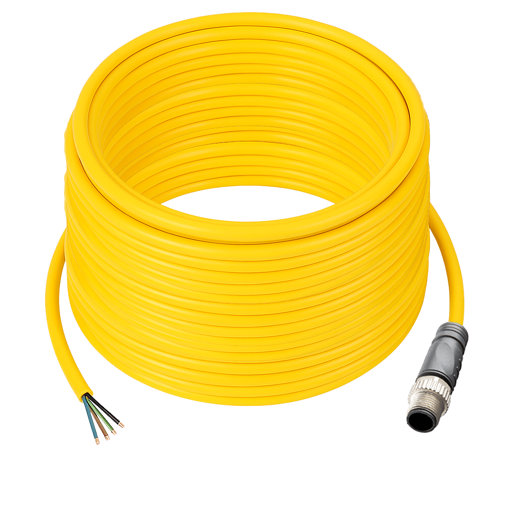SINGLE ENDED MICRO CABLE, 4 PIN M12 MALE STRAIGHT PVC YELLOW 22 AWG 20M