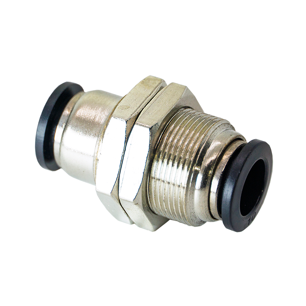 FLOFLEX COMPOSITE PUSH-IN PNEUMATIC FITTING, 10MM TUBE UNION BULKHEAD