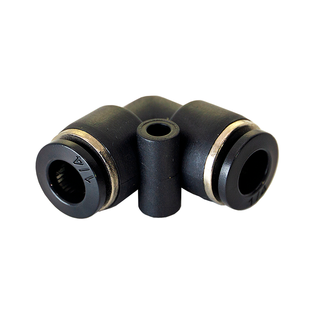 FLOFLEX COMPOSITE PUSH-IN PNEUMATIC FITTING, 1/4" TUBE UNION 90 DEGREE ELBOW
