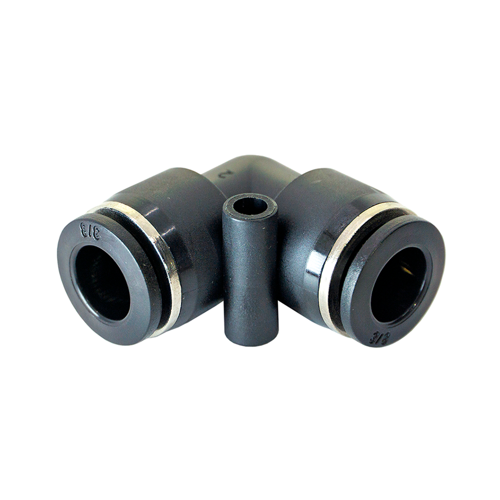 FLOFLEX COMPOSITE PUSH-IN PNEUMATIC FITTING, 3/8" TUBE UNION 90 DEGREE ELBOW
