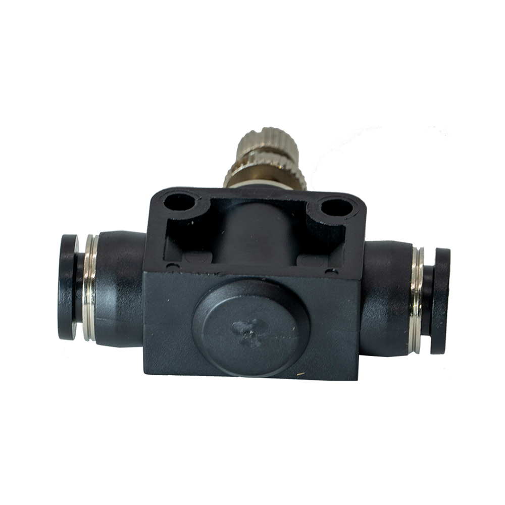 FLOFLEX PLASTIC PUSH-IN PNEUMATIC FITTING, 8MM TUBE INLINE - KNOB ADJUSTMENT