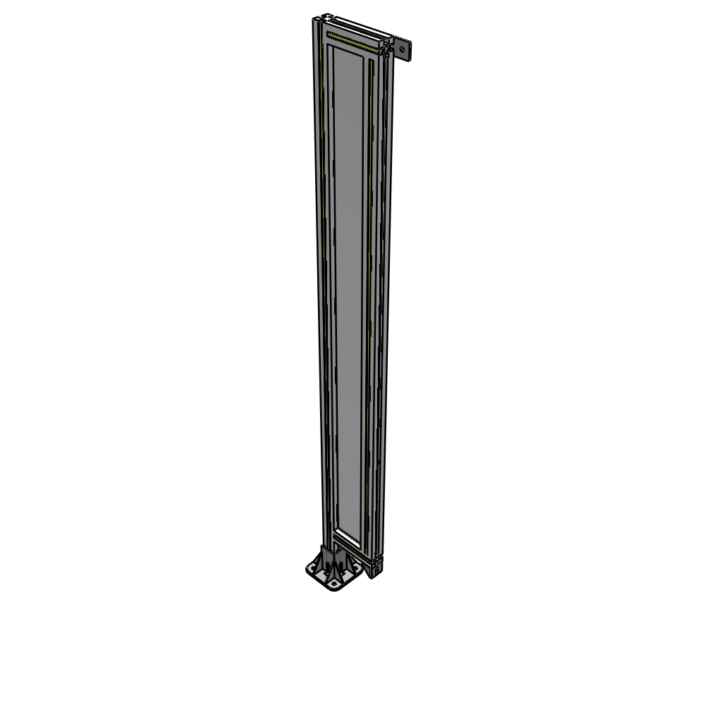 A1-1700-0200-0150-TYPFA SINGLE PANEL-LEG ON LEFT WITH TIE PLATES AND ANGLE 1700MM X 200MM  1/4" POLYCARBONATE, ASSEMBLED