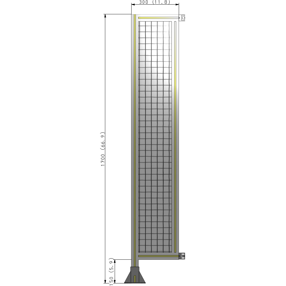 A1-1700-0300-0150-HYMFA SINGLE PANEL-LEG ON LEFT WITH HINGES 1700MM X 300MM  1" MESH, FULLY ASSEMBLED
