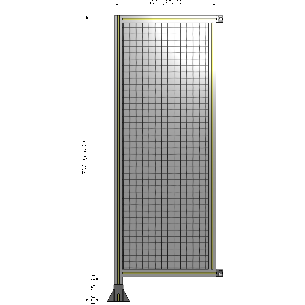 A1-1700-0600-0150-HYMFA SINGLE PANEL-LEG ON LEFT WITH HINGES 1700MM X 600MM  1" MESH, FULLY ASSEMBLED