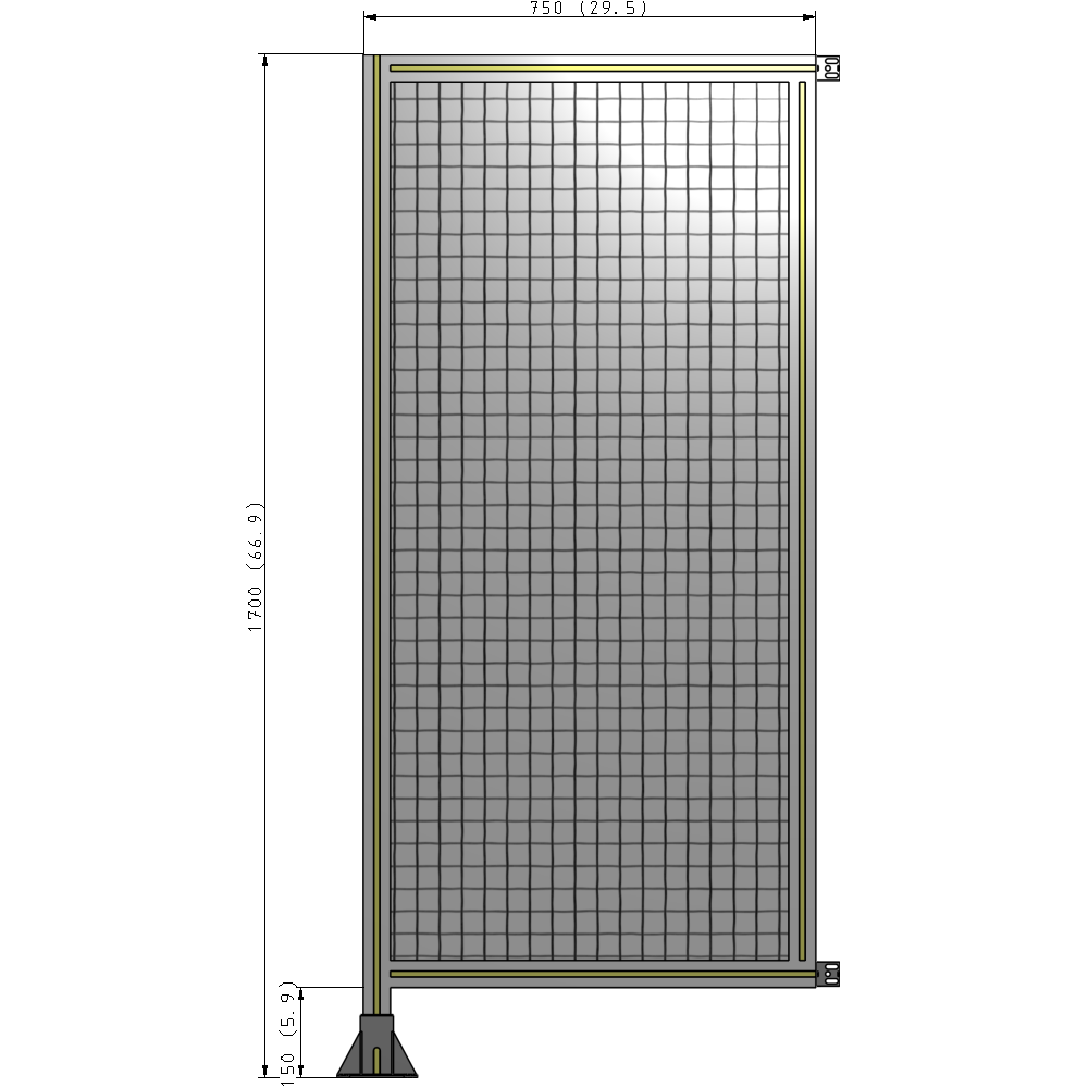 A1-1700-0750-0150-HYMFA SINGLE PANEL-LEG ON LEFT WITH HINGES 1700MM X 750MM  1" MESH, FULLY ASSEMBLED