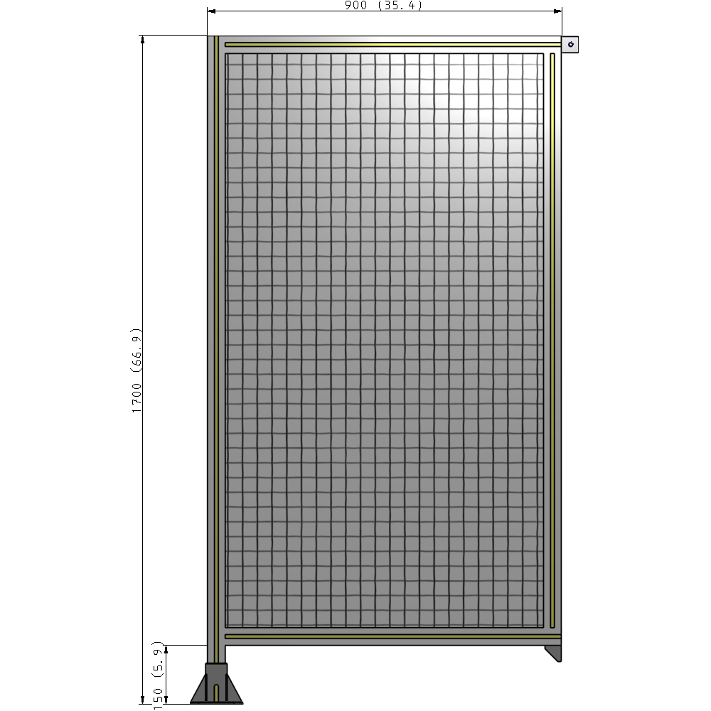 A1-1700-0900-0150-TYMFK SINGLE PANEL-LEG ON LEFT WITH TIE PLATES AND ANGLE 1700MM X 900MM  1" MESH, AS A KIT