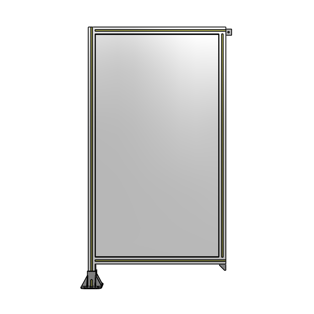 SINGLE PANEL-LEG ON LEFT WITH TIE PLATES AND ANGLE 1700MM X 900MM  1/4" POLYCARBONATE, ASSEMBLED