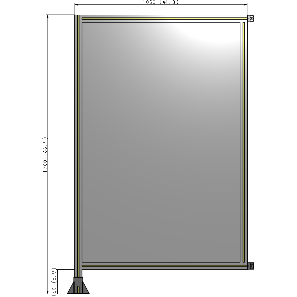 A1-1700-1050-0150-HYPFK SINGLE PANEL-LEG ON LEFT WITH HINGES 1700MM X 1050MM  1/4" POLYCARBONATE, AS A KIT
