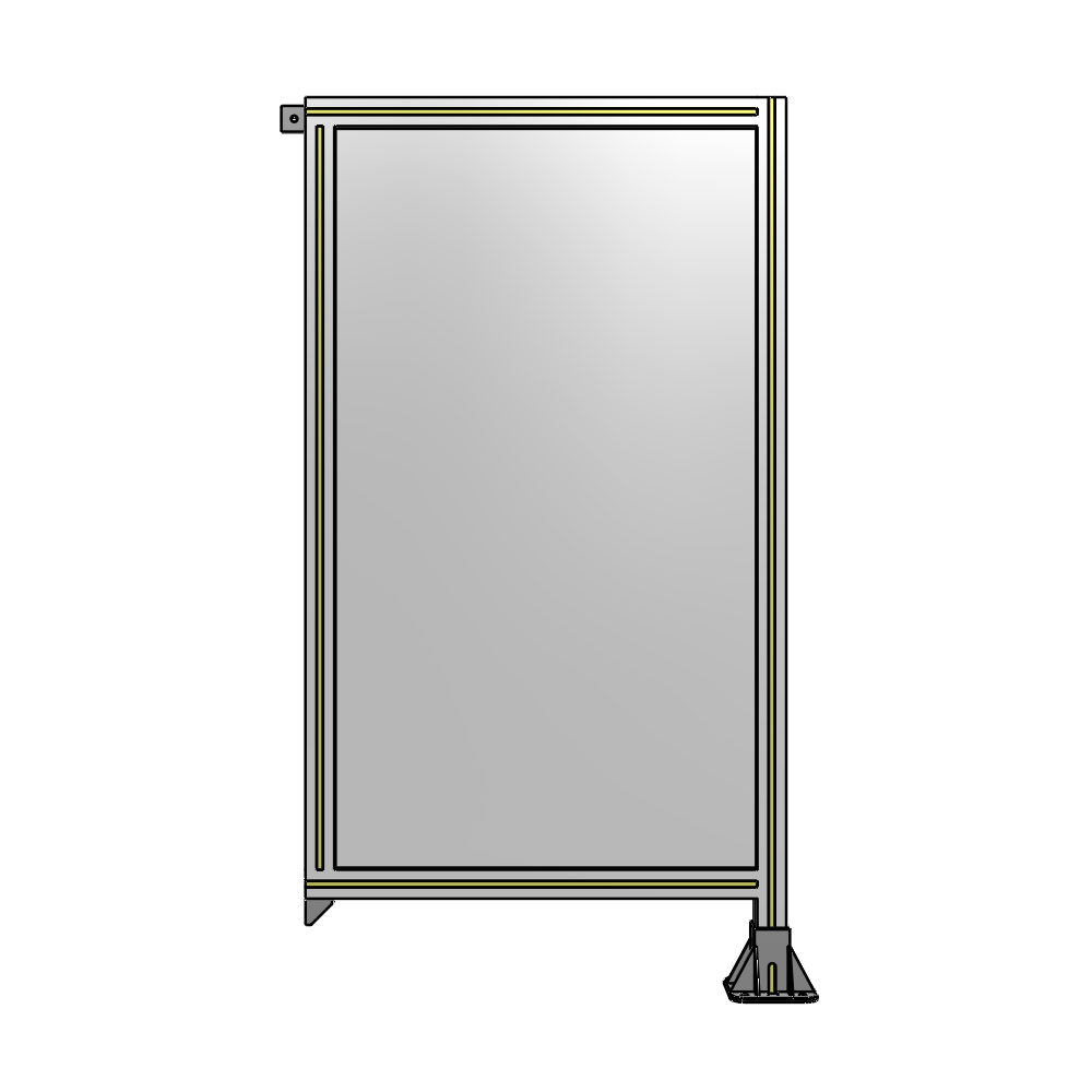 SINGLE PANEL-LEG ON RIGHT WITH TIE PLATES AND ANGLE 1400MM X 750MM  1/4" POLYCARBONATE, ASSEMBLED