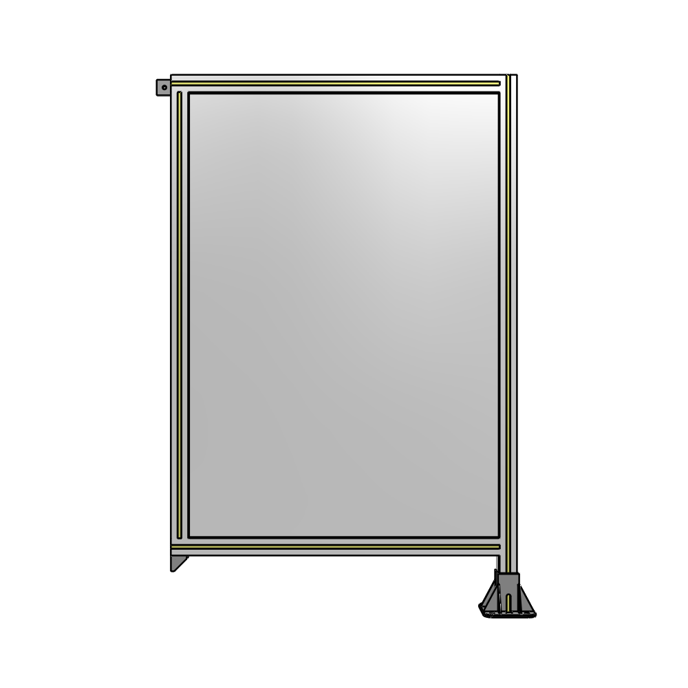 SINGLE PANEL-LEG ON RIGHT WITH TIE PLATES AND ANGLE 1400MM X 900MM  1/4" POLYCARBONATE, ASSEMBLED