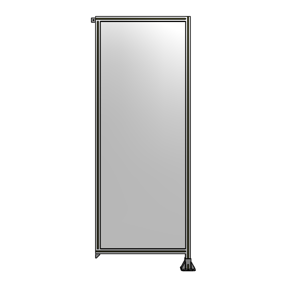 SINGLE PANEL-LEG ON RIGHT WITH TIE PLATES AND ANGLE 2400MM X 900MM  1/4" POLYCARBONATE, ASSEMBLED