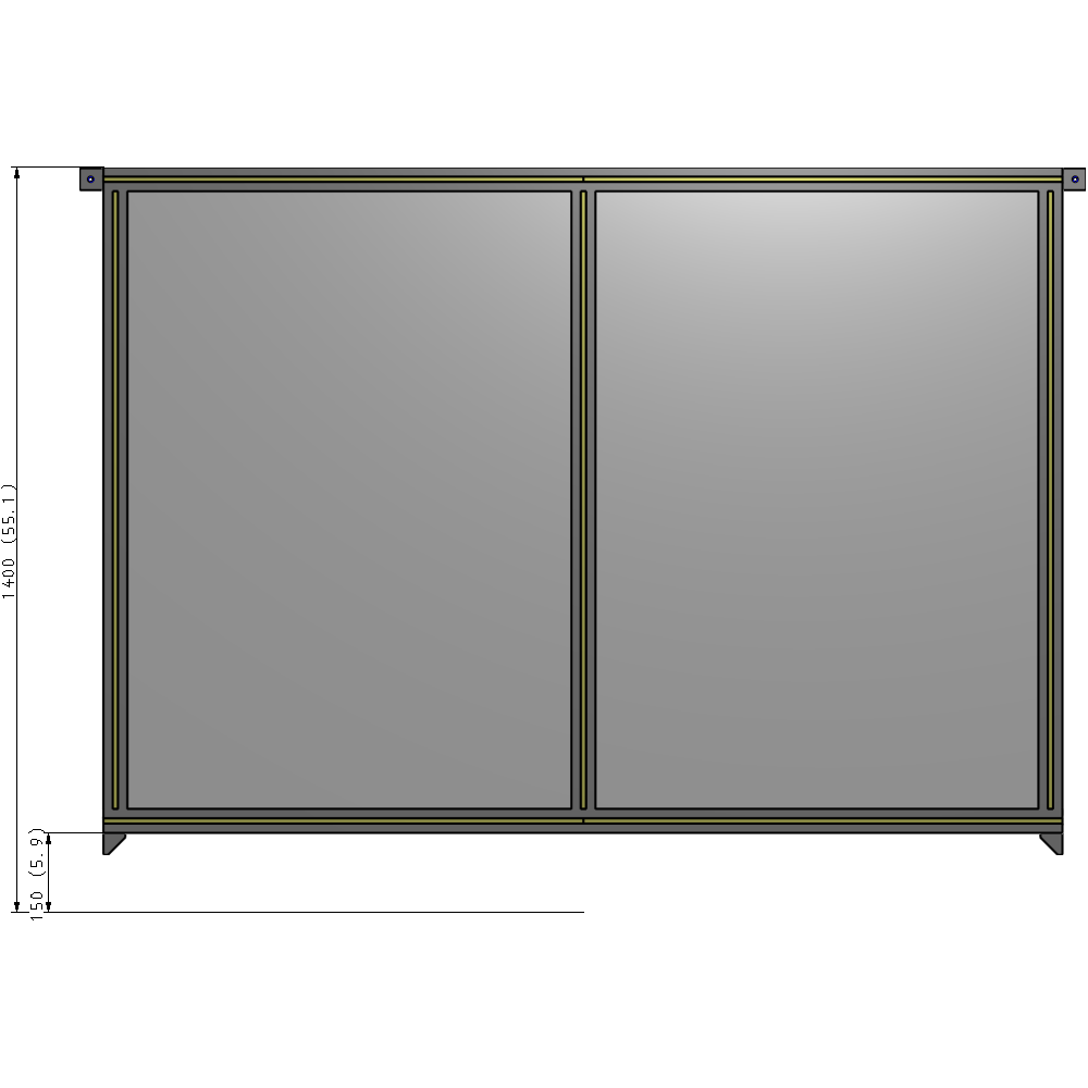 B4-1400-1800-0150-TYPZA DOUBLE PANEL-NO LEGS, TIE PLATE AND ANGLE CONNECTORS 1400MM X 1800MM  1/4" POLYCARBONATE, AS A KIT