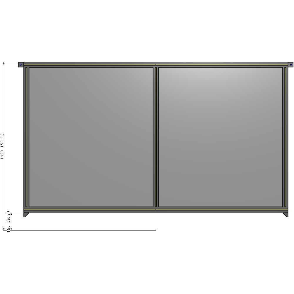 B4-1400-2200-0150-TYPZK DOUBLE PANEL-NO LEGS, TIE PLATE AND ANGLE CONNECTORS 1400MM X 2200MM  1/4" POLYCARBONATE, AS A KIT