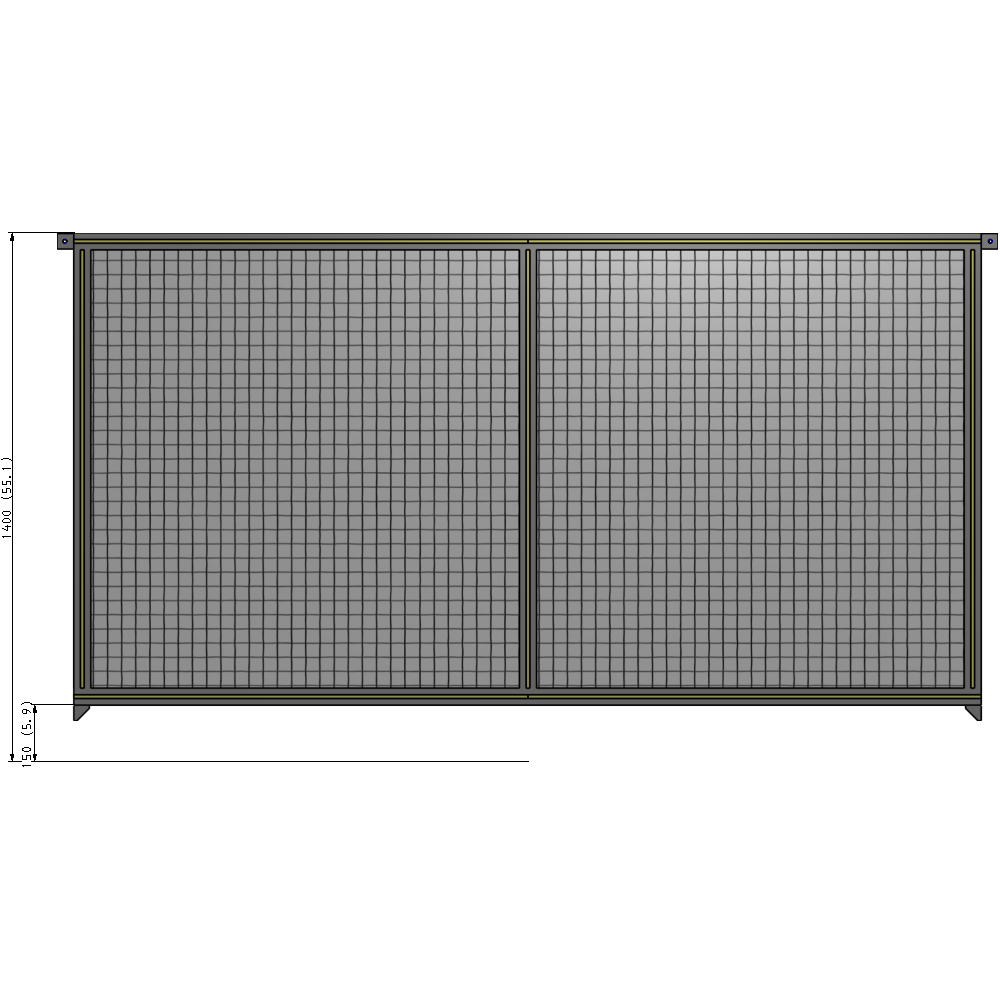 B4-1400-2400-0150-TYMZA DOUBLE PANEL-NO LEGS, TIE PLATE AND ANGLE CONNECTORS 1400MM X 2400MM  1" MESH, FULLY ASSEMBLED