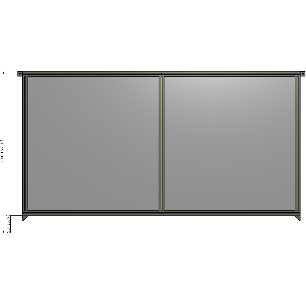 B4-1400-2400-0150-TYPZA DOUBLE PANEL-NO LEGS, TIE PLATE AND ANGLE CONNECTORS 1400MM X 2400MM  1/4" POLYCARBONATE, ASSEMBLED