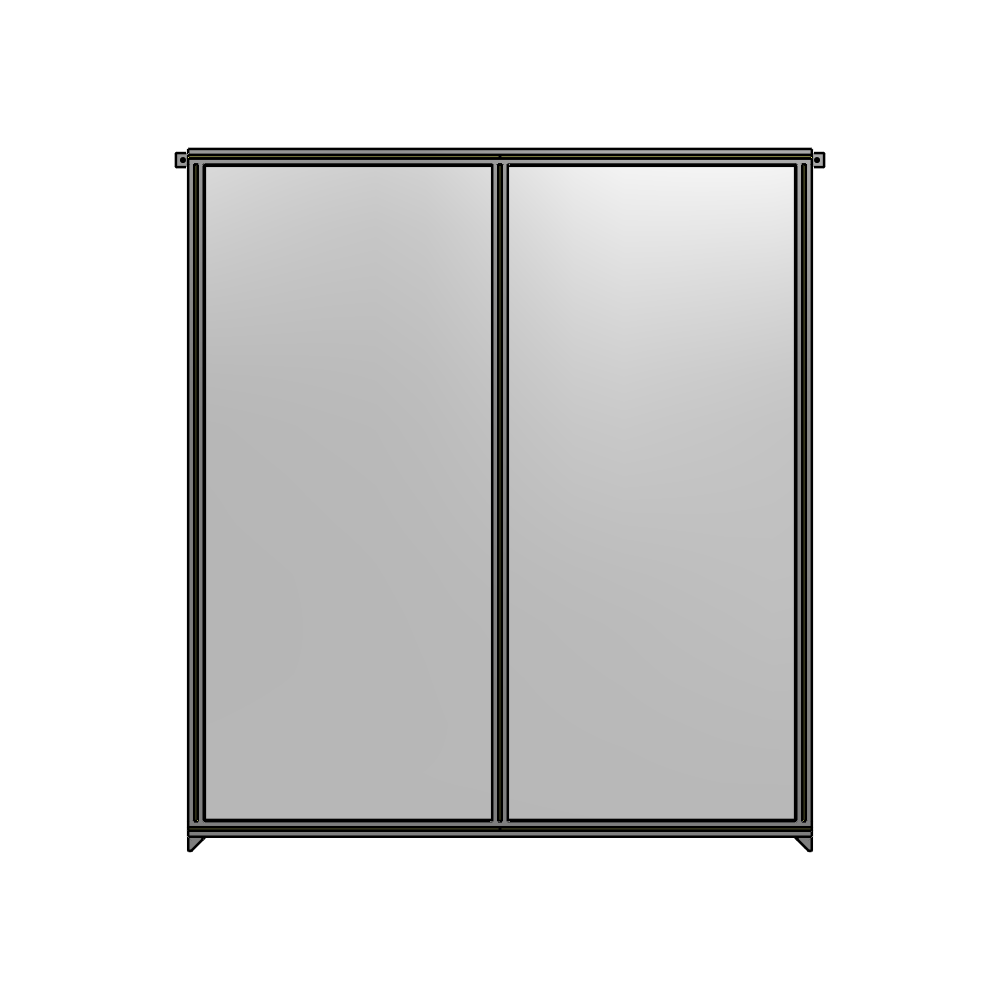 DOUBLE PANEL-NO LEGS, TIE PLATE AND ANGLE CONNECTORS 2135MM X 1800MM  1/4" POLYCARBONATE, ASSEMBLED