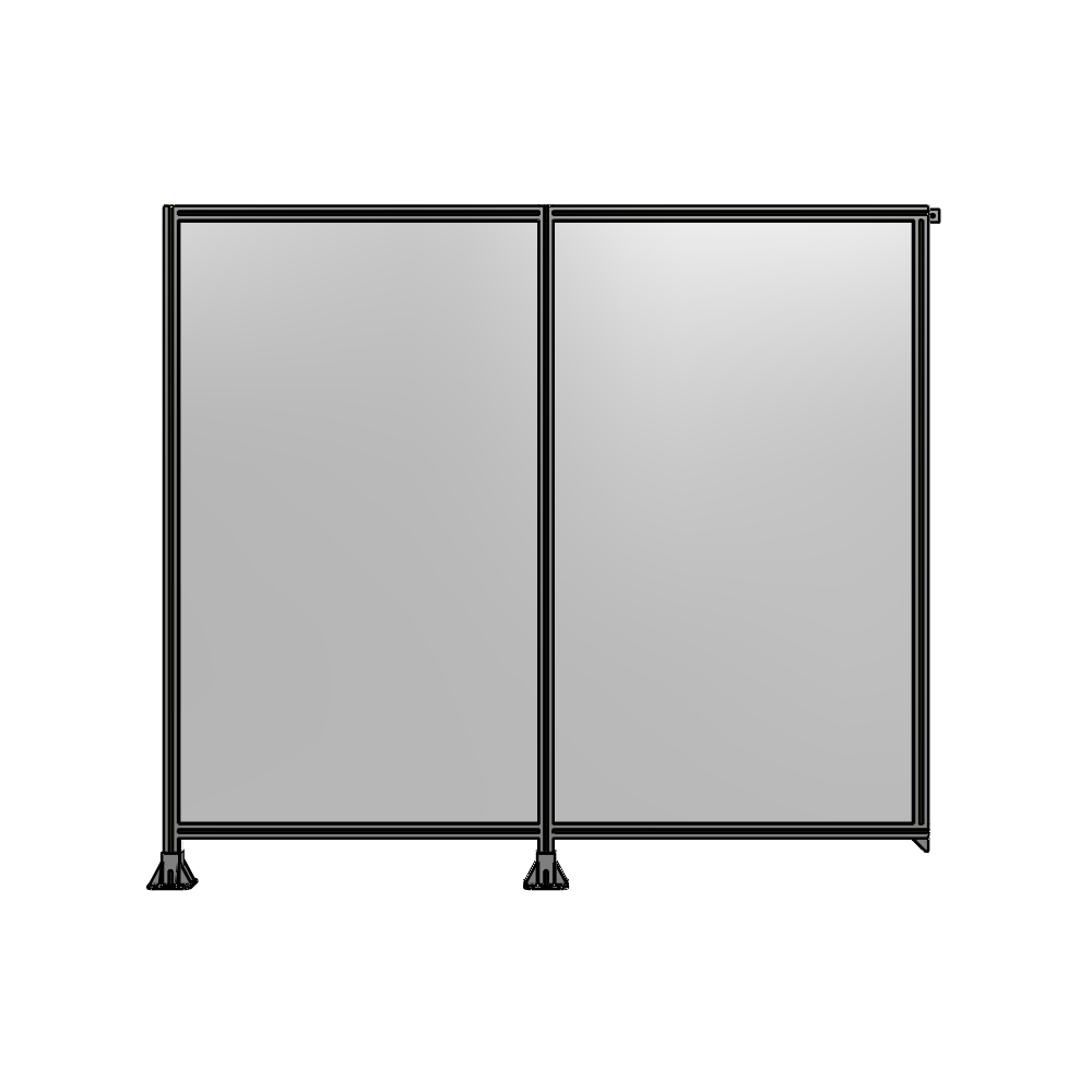 DOUBLE PANEL-LEGS ON LEFT AND CENTER, TIE PLATE ON RIGHT 2135MM X 2400MM  1/4" POLYCARB, ASSEMBLED