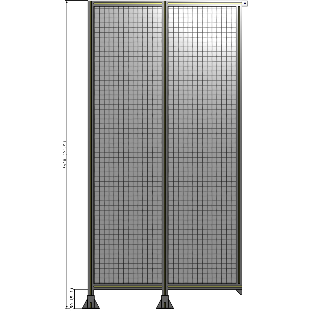 B5-2400-1200-0150-TYMFA DOUBLE PANEL-LEGS ON LEFT AND CENTER, TIE PLATE ON RIGHT 2400MM X 1200MM  1" MESH, FULLY ASSEMBLED
