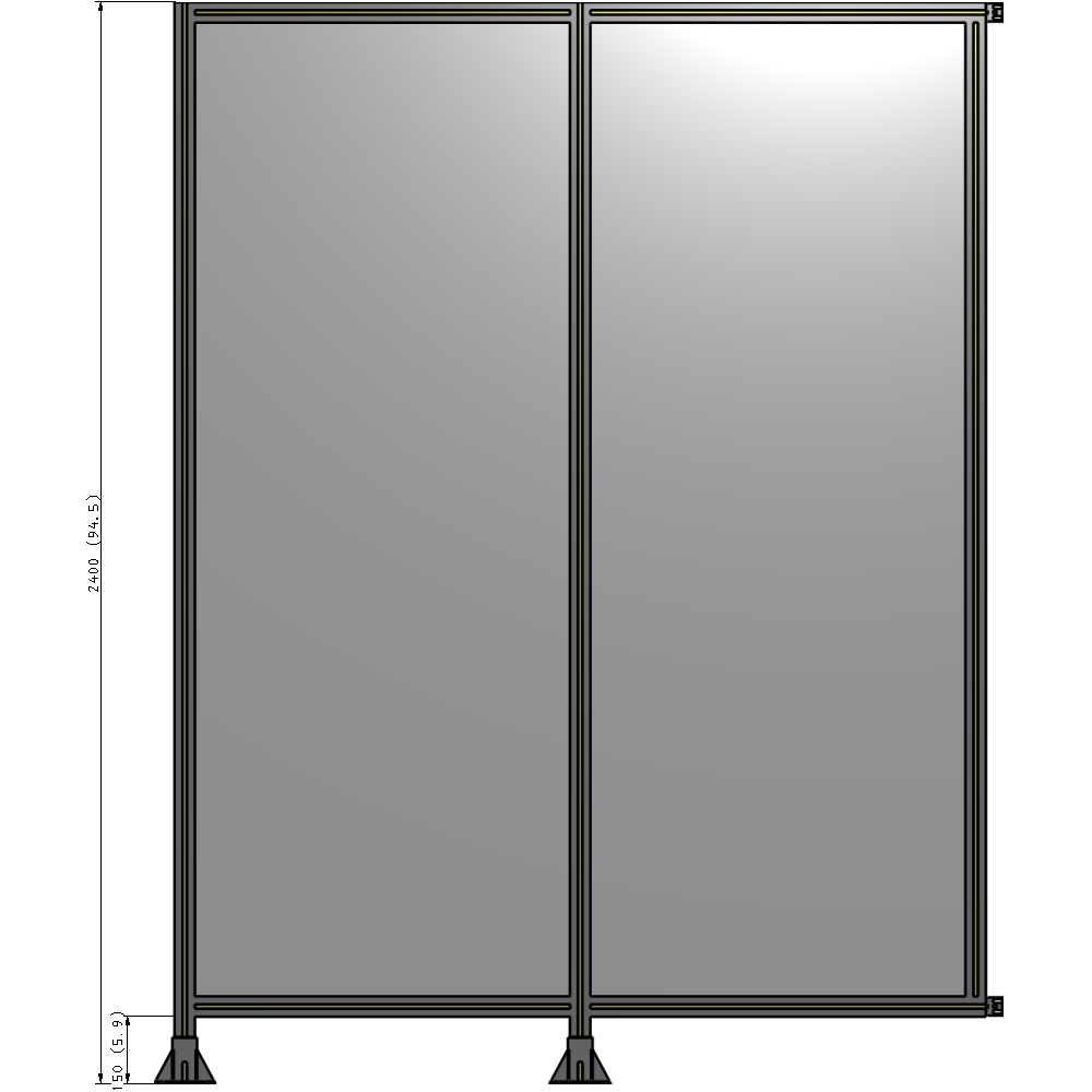 B5-2400-1800-0150-HYPFK DOUBLE PANEL-LEGS ON LEFT AND CENTER WITH HINGES 2400MM X 1800MM  1/4" POLYCARBONATE, AS A KIT