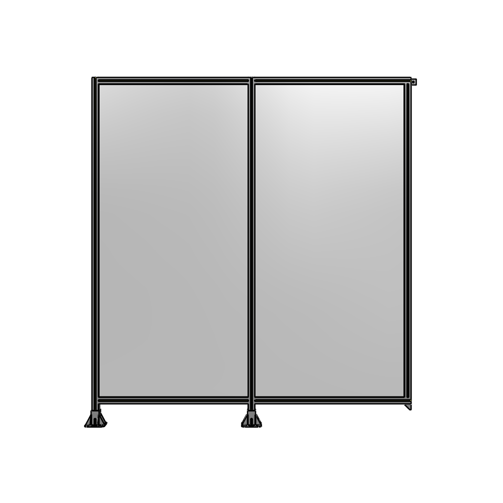 DOUBLE PANEL-LEGS ON LEFT AND CENTER, TIE PLATE ON RIGHT 2400MM X 2200MM  1/4" POLYCARB, ASSEMBLED