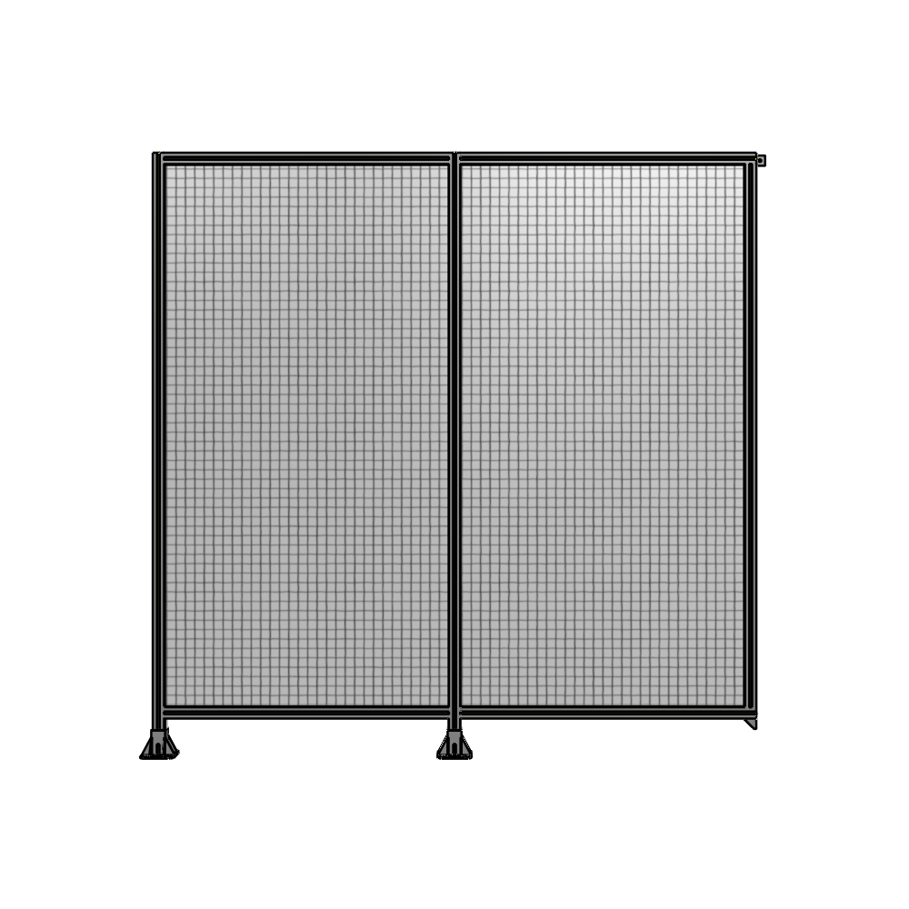 DOUBLE PANEL-LEGS ON LEFT AND CENTER, TIE PLATE ON RIGHT 2400MM X 2400MM  1" MESH, FULLY ASSEMBLED
