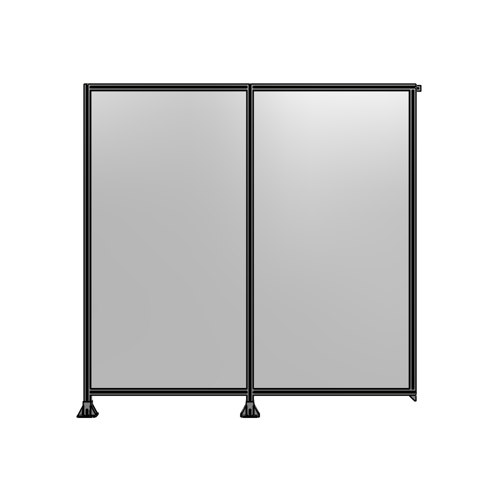 DOUBLE PANEL-LEGS ON LEFT AND CENTER, TIE PLATE ON RIGHT 2400MM X 2400MM  1/4" POLYCARB, ASSEMBLED