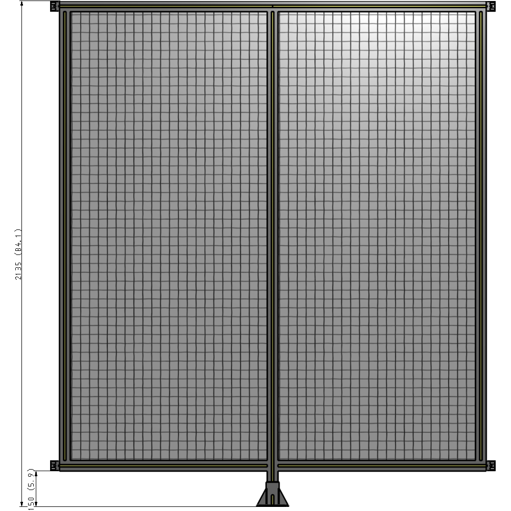 B7-2135-1800-0150-HYMFA DOUBLE PANEL-LEG IN CENTER AND HINGE CONNECTORS 2135MM X 1800MM  1" MESH, FULLY ASSEMBLED