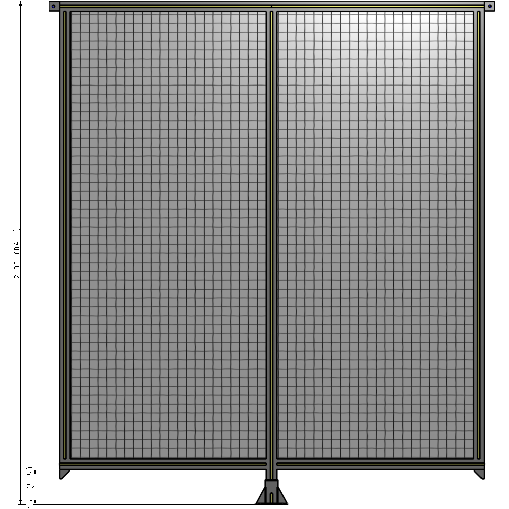 B7-2135-1800-0150-TYMFA DOUBLE PANEL-LEG IN CENTER AND TIE PLATE CONNECTORS 2135MM X 1800MM  1" MESH, FULLY ASSEMBLED