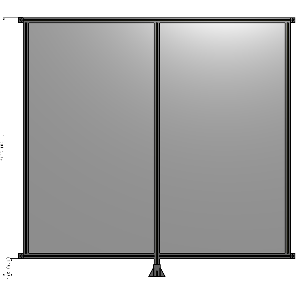 B7-2135-2200-0150-HYPFA DOUBLE PANEL-LEG IN CENTER AND HINGE CONNECTORS 2135MM X  2200MM  1/4" POLYCARBONATE, ASSEMBLED