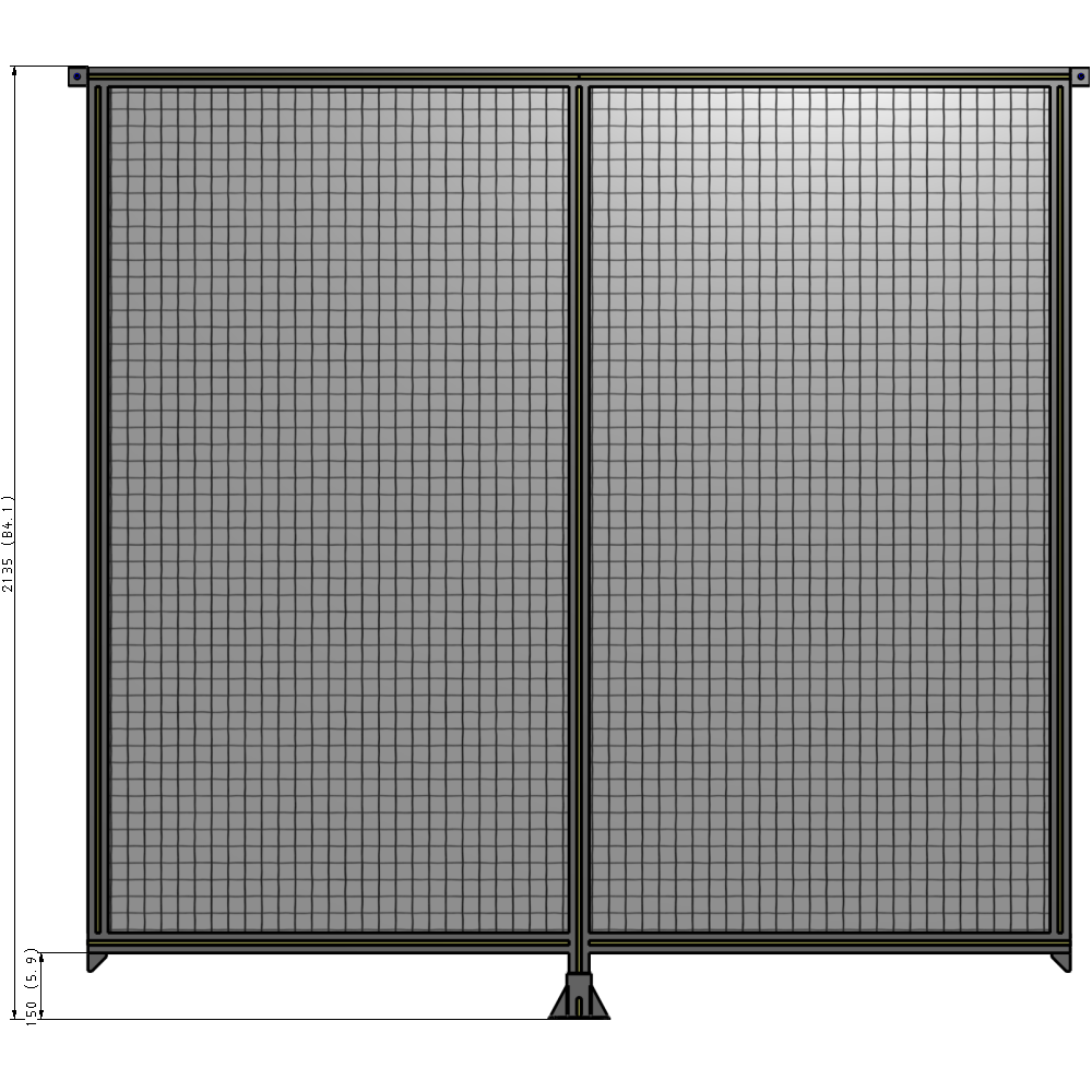 B7-2135-2200-0150-TYMFA DOUBLE PANEL-LEG IN CENTER AND TIE PLATE CONNECTORS 2135MM X  2200MM  1" MESH, FULLY ASSEMBLED