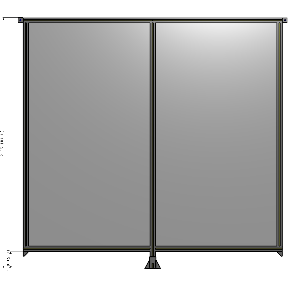 B7-2135-2200-0150-TYPFK DOUBLE PANEL-LEG IN CENTER AND TIE PLATE CONNECTORS 2135MM X  2200MM  1/4" POLYCARBONATE, KIT