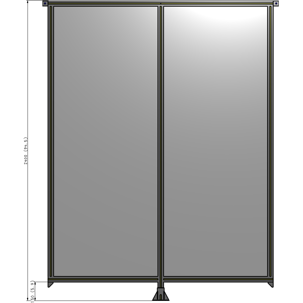 B7-2400-1800-0150-TYPFA DOUBLE PANEL-LEG IN CENTER AND TIE PLATE CONNECTORS 2400MM X 1800MM  1/4" POLYCARB, ASSEMBLED