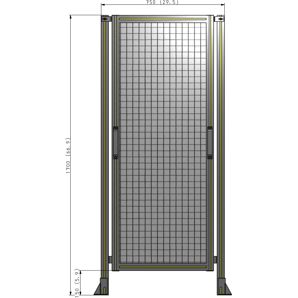E3-1700-0750-0150-GYMTA SINGLE REMOVABLE PANEL WITH LEGS 1700MM X 750MM 1" MESH, FULLY ASSEMBLED