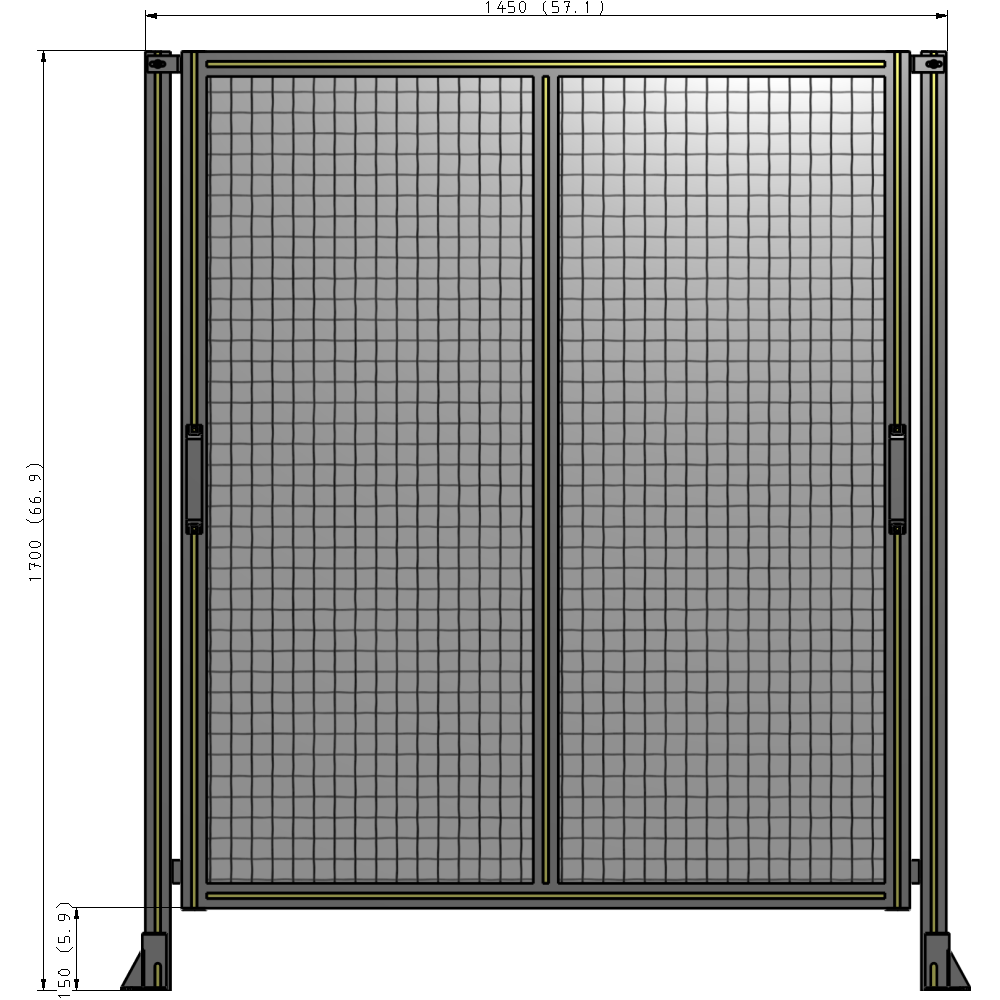 E4-1700-1450-0150-GYMTA DOUBLE REMOVABLE PANEL WITH LEGS  1700MM X 1450MM 1" MESH, FULLY ASSEMBLED