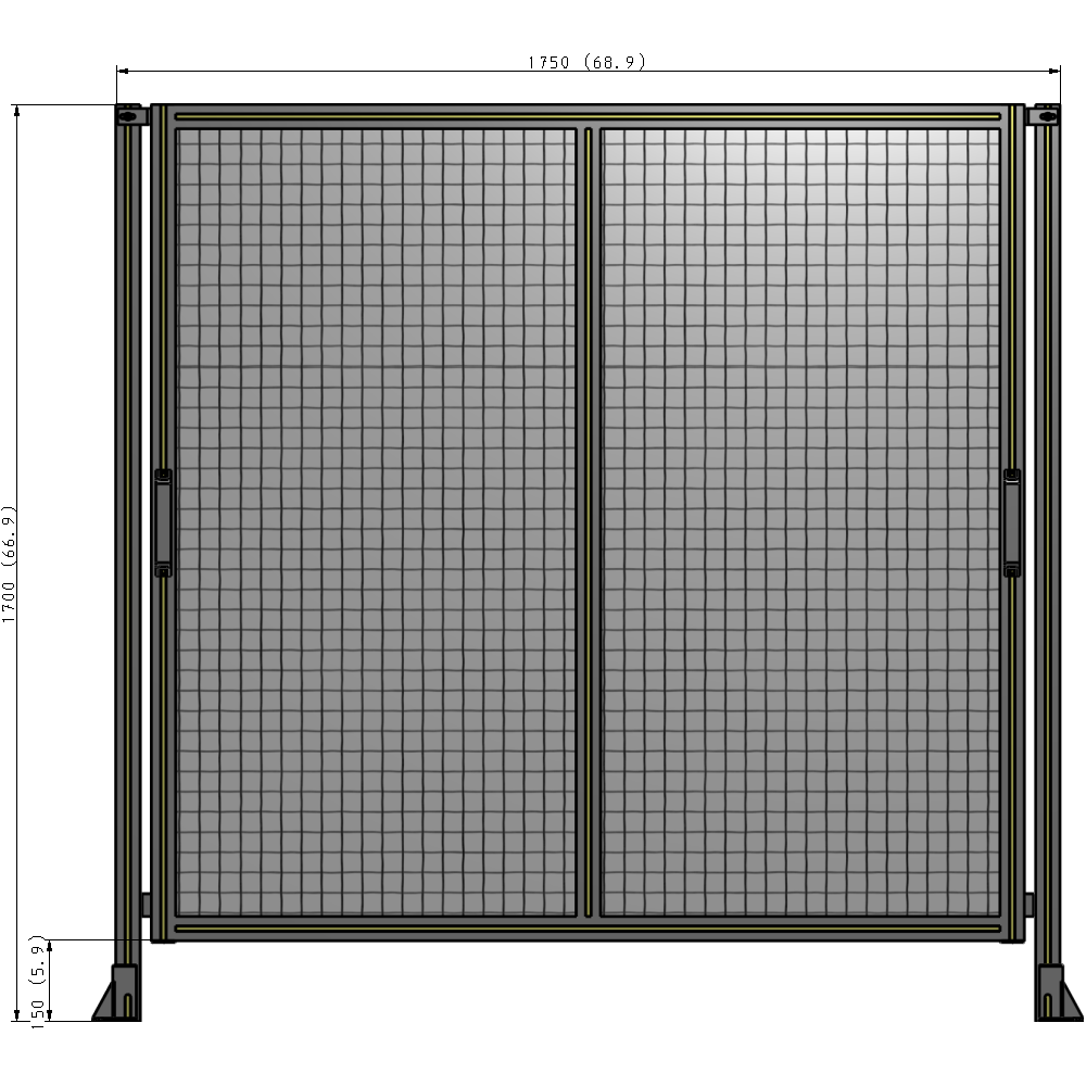 E4-1700-1750-0150-GYMTA DOUBLE REMOVABLE PANEL WITH LEGS  1700MM X 1750MM 1" MESH, FULLY ASSEMBLED