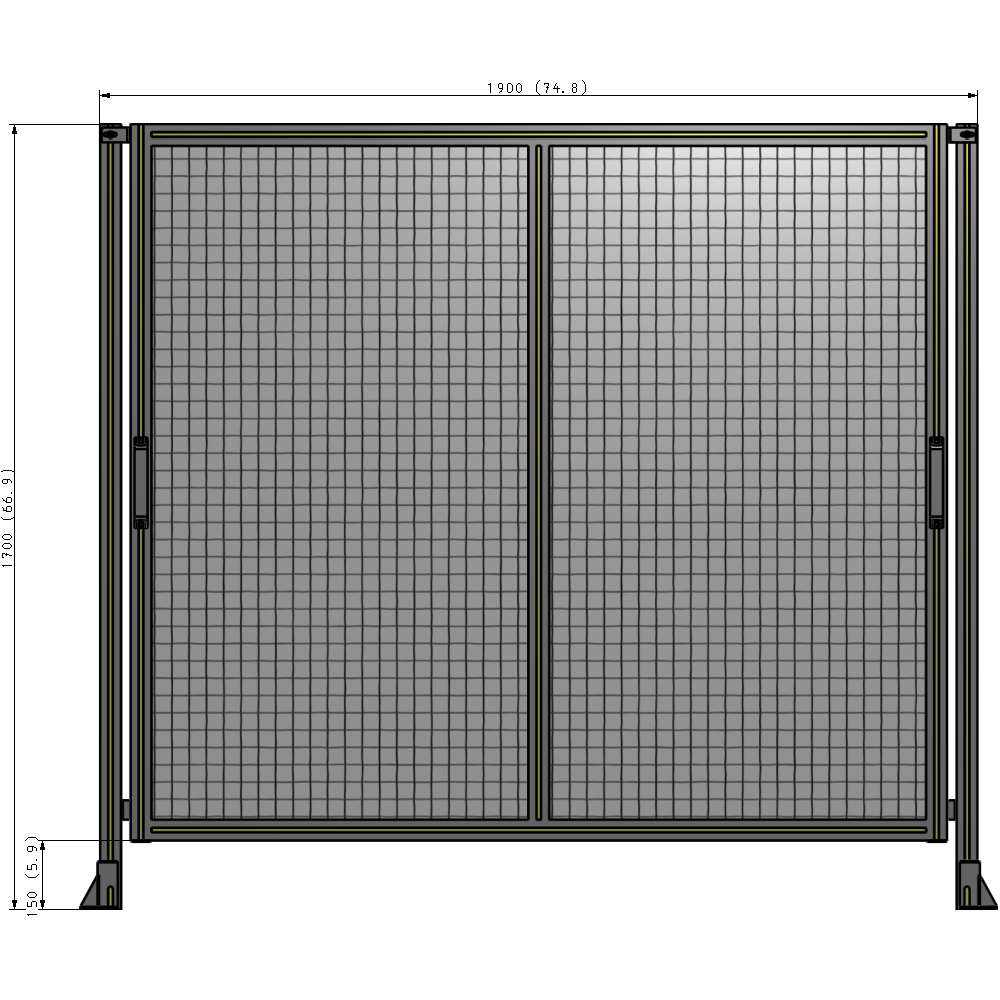 E4-1700-1900-0150-GYMTA DOUBLE REMOVABLE PANEL WITH LEGS  1700MM X 1900MM 1" MESH, FULLY ASSEMBLED