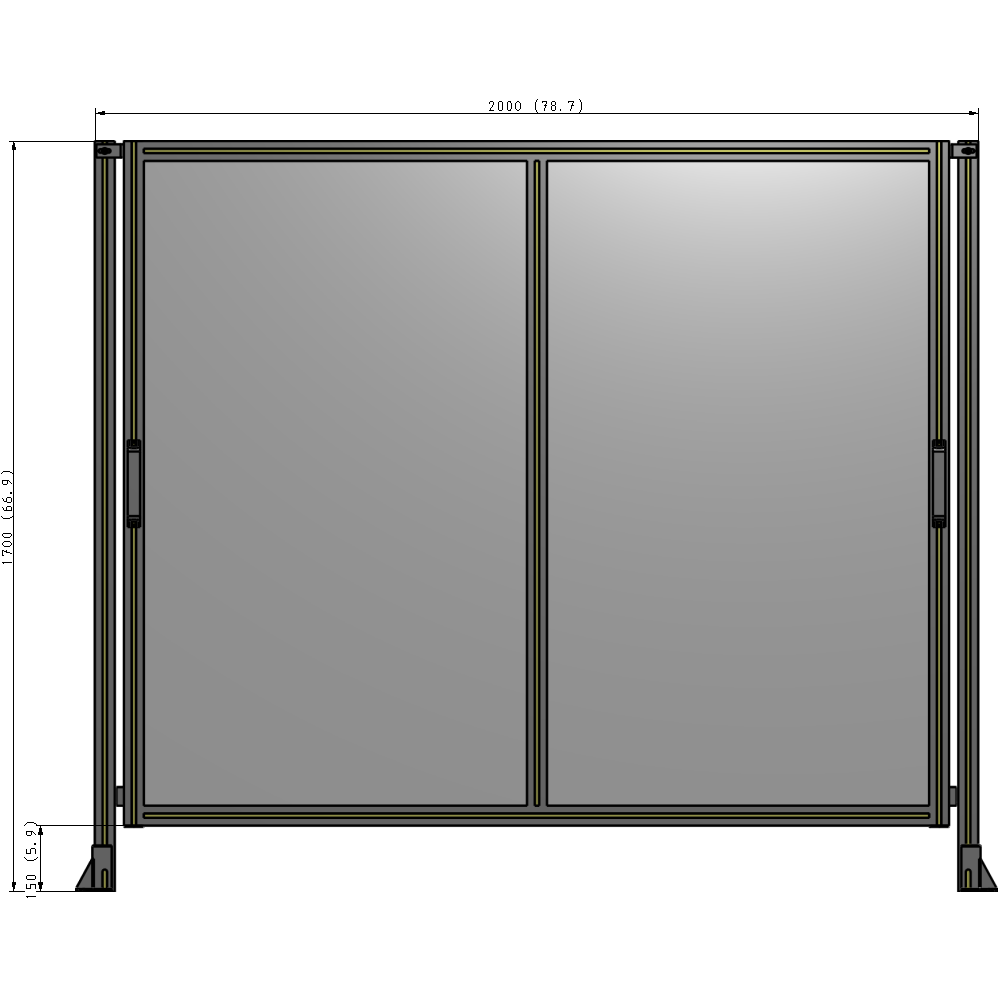 E4-1700-2000-0150-GYPTK DOUBLE REMOVABLE PANEL WITH LEGS 1700MM X 2000MM 1/4" POLYCARBONATE, AS A KIT