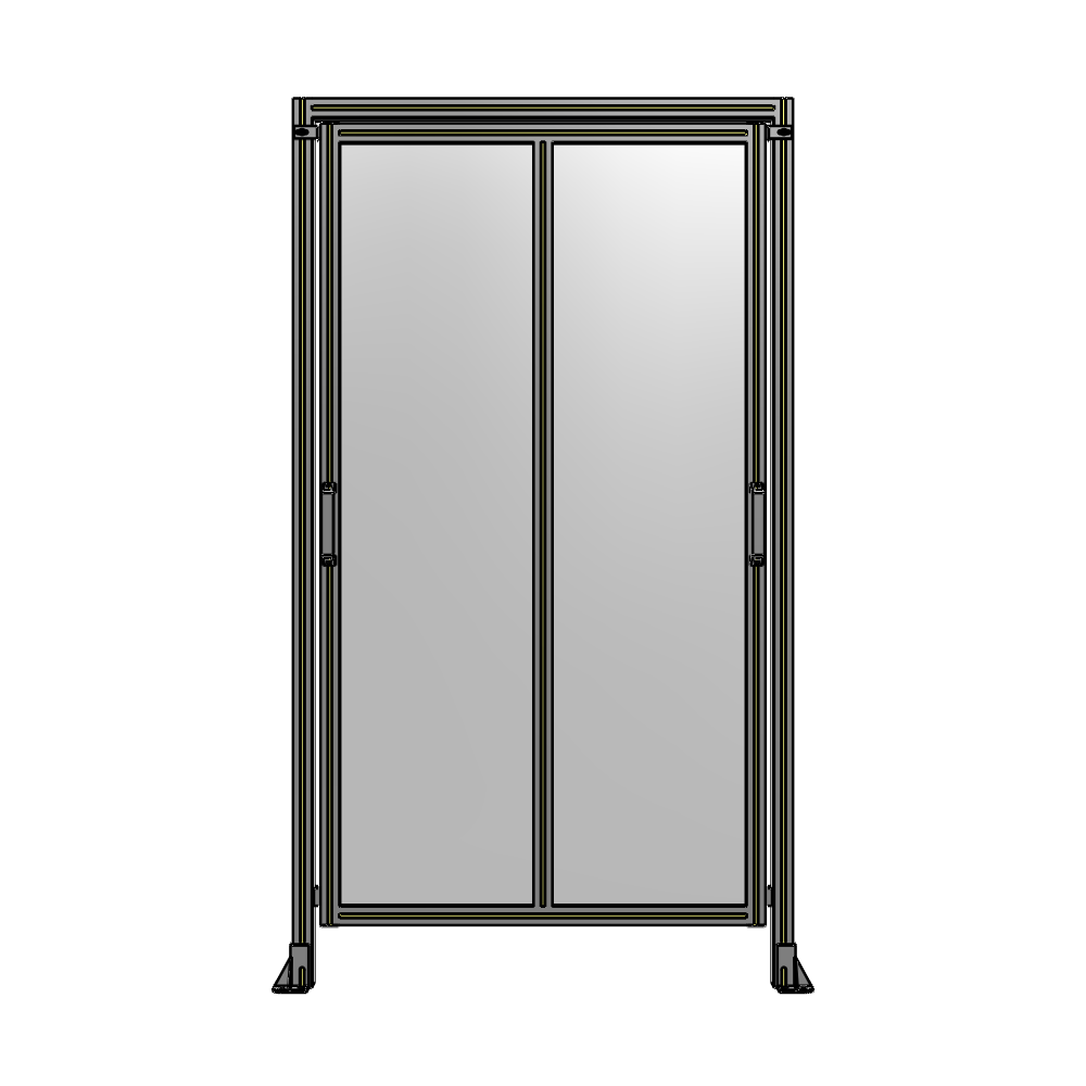 DOUBLE REMOVABLE PANEL WITH LEGS AND A HEADER  2135MM X 1200MM 1/4" POLYCARBONATE, FULLY ASSEMBLED