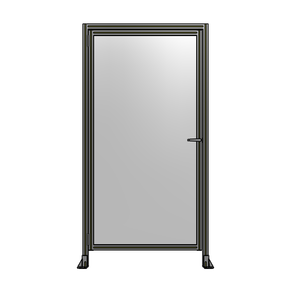 DOOR WITH HEADER, HANDLE WITH INTERNAL EGRESS ON RIGHT 2135MM X 1100MM 1/4" POLYCARBONATE, AS A KIT