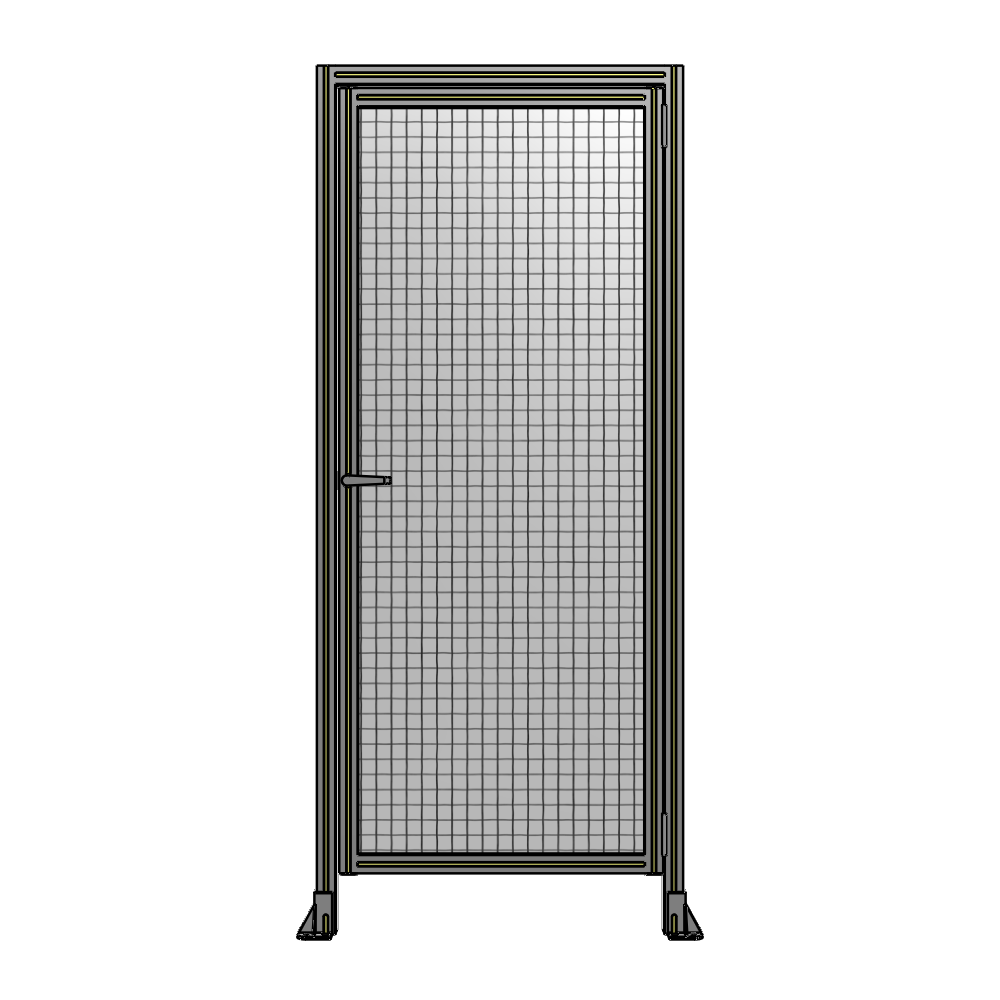 DOOR WITH HEADER, HANDLE WITH INTERNAL EGRESS ON LEFT 2135MM X 900MM 1" MESH, FULLY ASSEMBLED