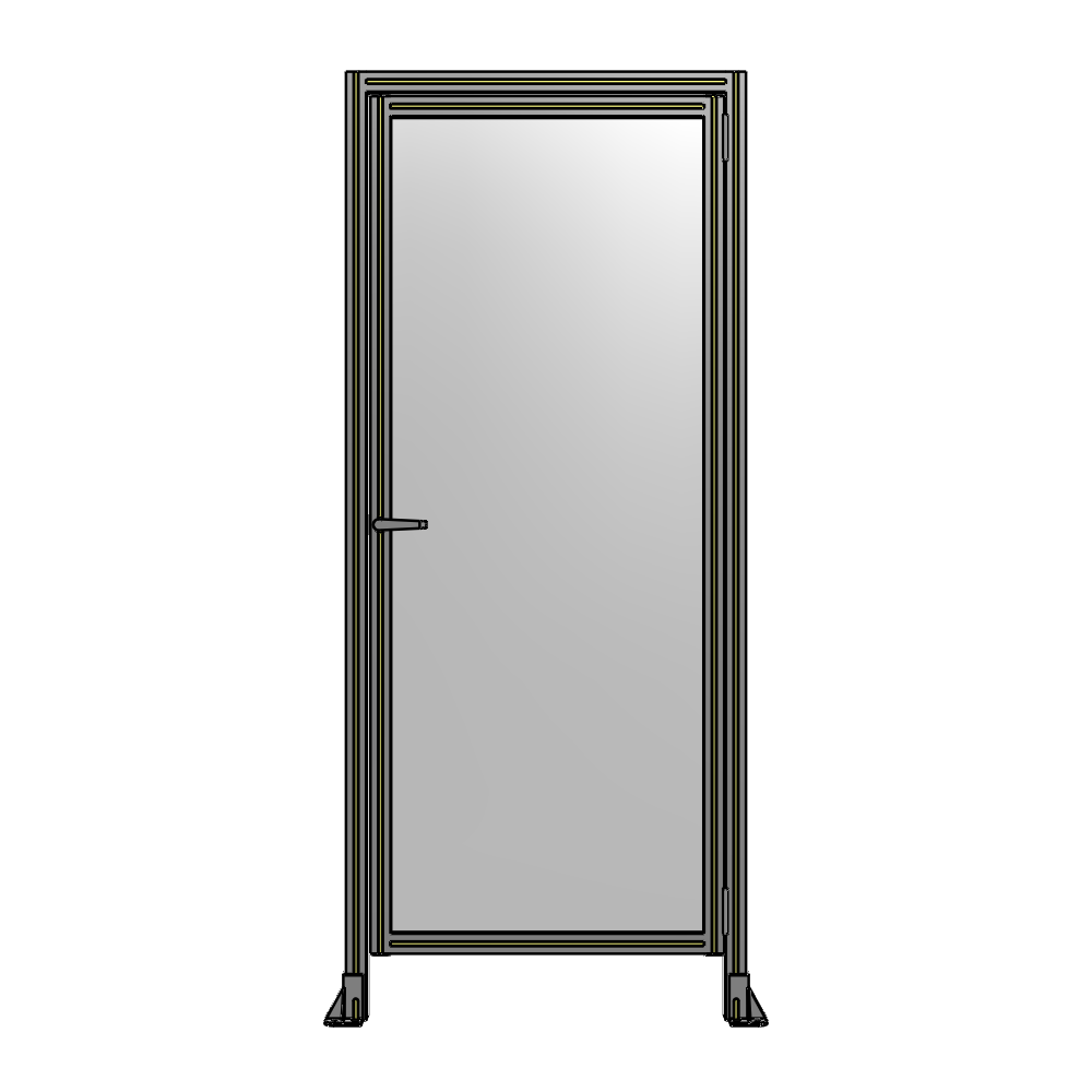 DOOR WITH HEADER, HANDLE WITH INTERNAL EGRESS ON LEFT 2135MM X 900MM 1/4" POLYCARBONATE, ASSEMBLED