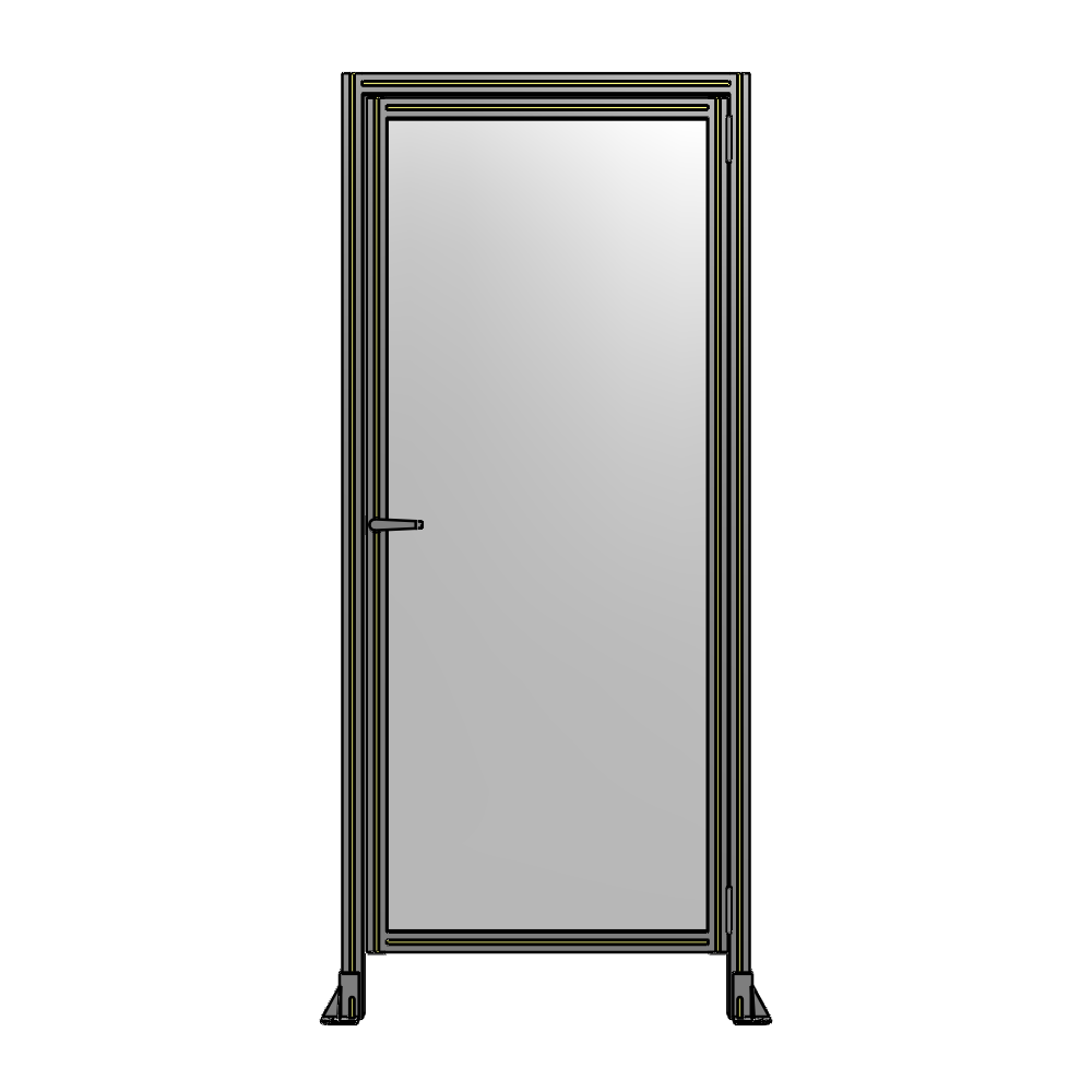 DOOR WITH HEADER, HANDLE WITH INTERNAL EGRESS ON LEFT 2135MM X 920MM 1/4" POLYCARBONATE, ASSEMBLED