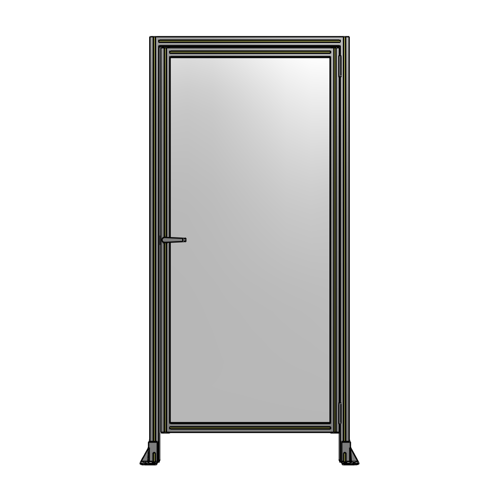 DOOR WITH HEADER, HANDLE WITH INTERNAL EGRESS ON LEFT 2135MM X 1000MM 1/4" POLYCARBONATE, ASSEMBLED