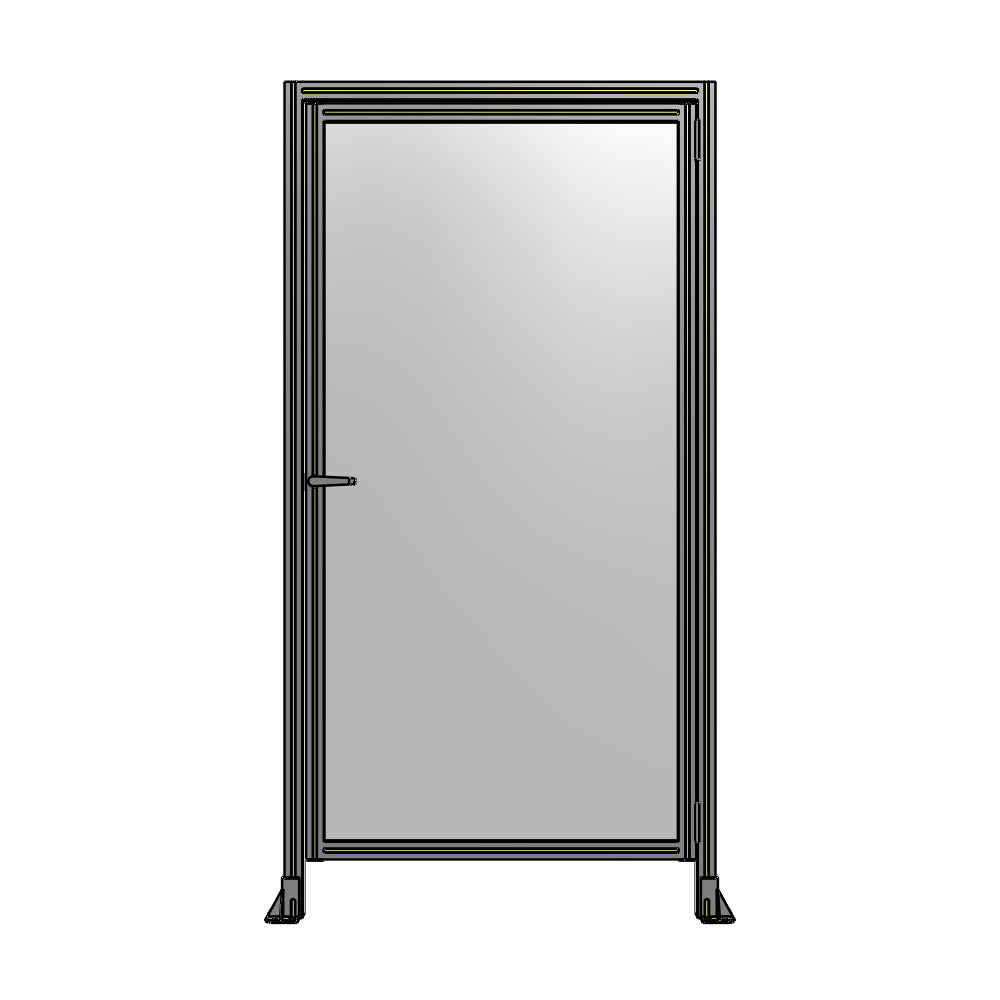 DOOR WITH HEADER, HANDLE WITH INTERNAL EGRESS ON LEFT 2135MM X 1100MM 1/4" POLYCARBONATE, ASSEMBLED
