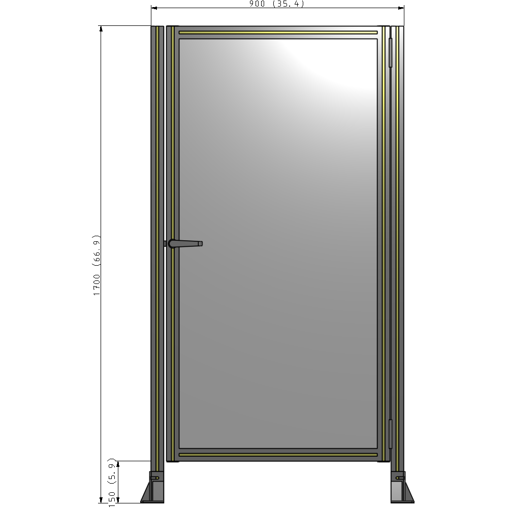 G6-1700-0900-0150-EYPTA DOOR-ROBUST FRAME, HANDLE/INTERNAL EGRESS ON LEFT 1700MM X 900MM 1/4" POLYCARBONATE, ASSEMBLED