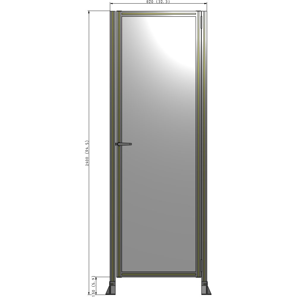 G6-2400-0820-0150-EYPTA DOOR-ROBUST FRAME, HANDLE/INTERNAL EGRESS ON LEFT 2135MM X 820MM 1/4" POLYCARBONATE, ASSEMBLED