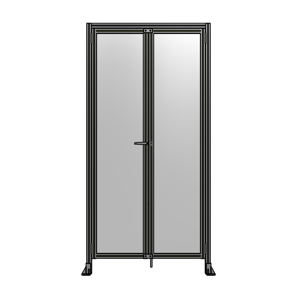 SINGLE PANEL, DOUBLE DOOR WITH HEADER-HANDLE ON LEFT 2400MM X 1200MM  1/4" POLYCARBONATE, ASSEMBLED
