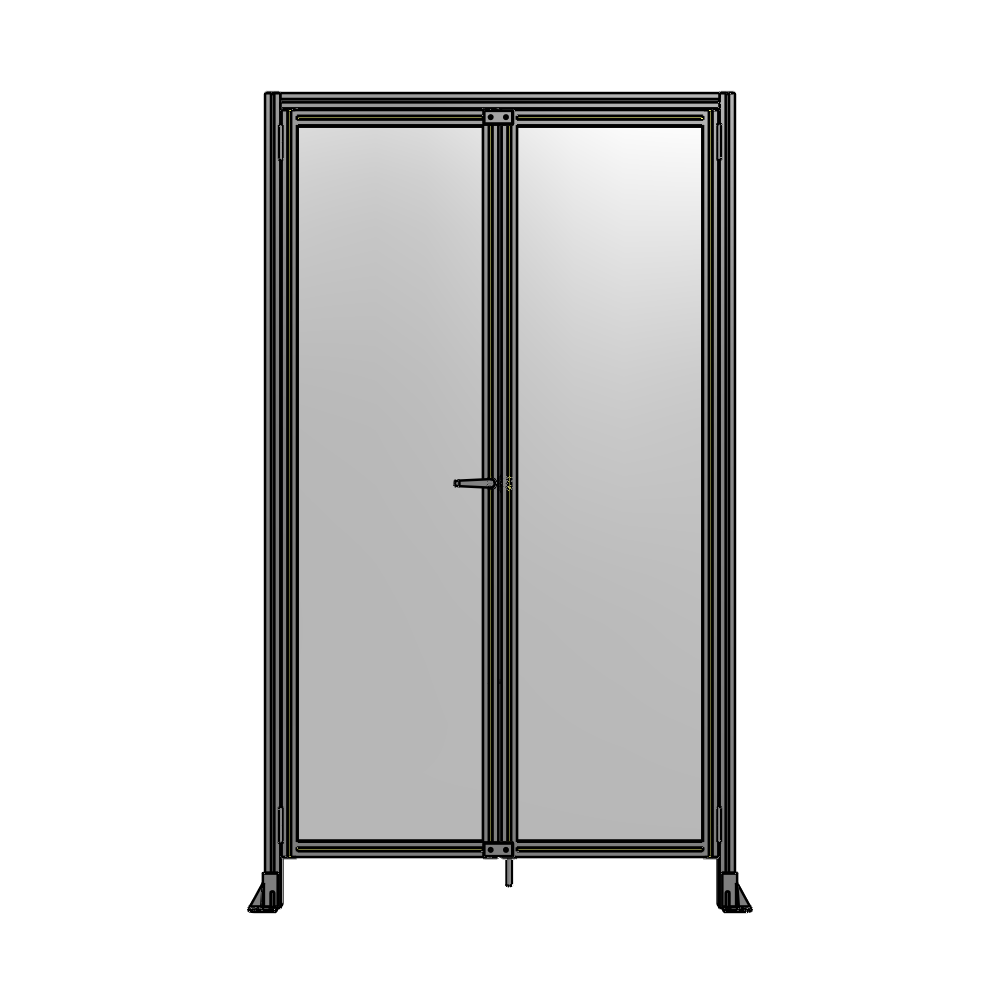 SINGLE PANEL, DOUBLE DOOR WITH HEADER-HANDLE ON LEFT 2400MM X 1400MM  1/4" POLYCARBONATE, AS A KIT