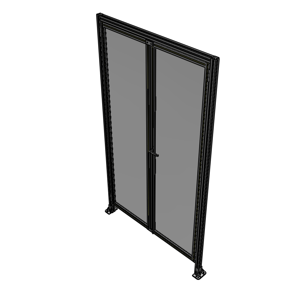 J1-2400-1400-0150-UYPTA SINGLE PANEL, DOUBLE DOOR WITH HEADER-HANDLE ON RIGHT 2400MM X 1400MM  1/4" POLYCARBONATE, ASSEMBLED